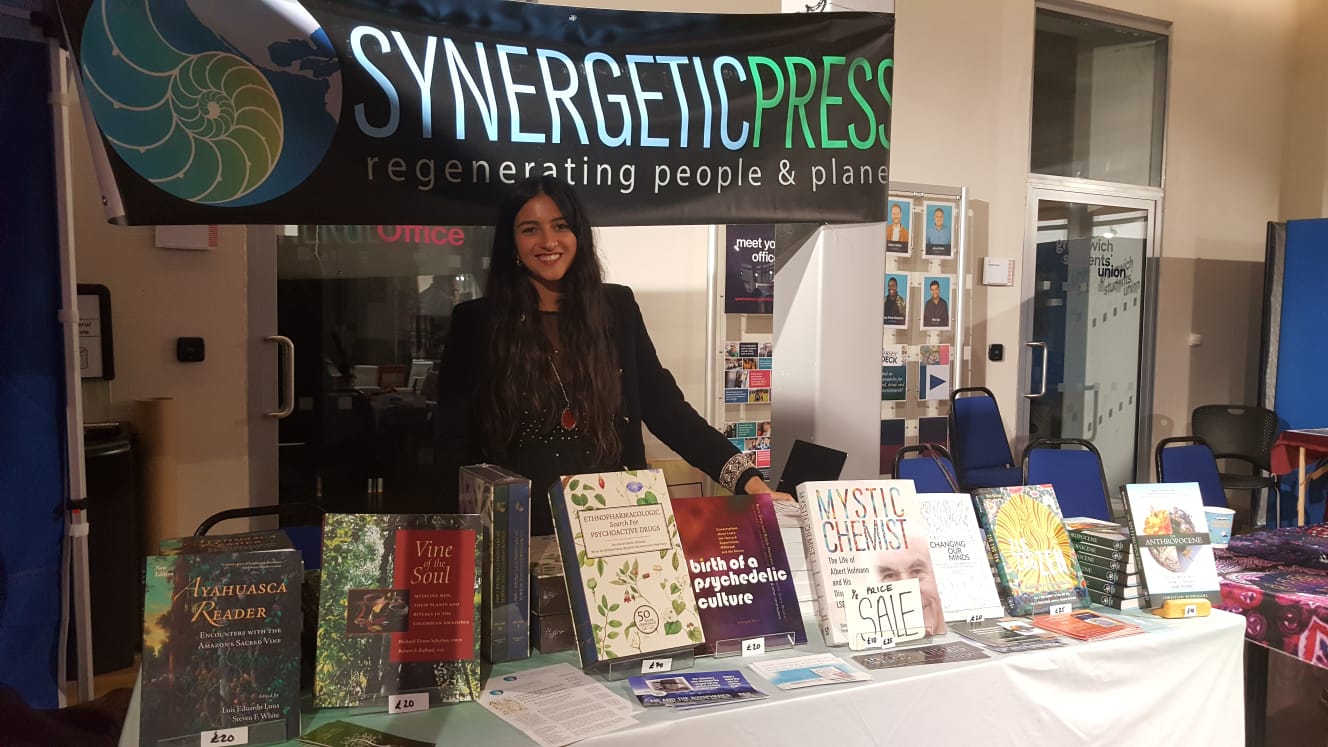 Synergetic Press editor, Jasmine Virdi, at Synergetic Press booth