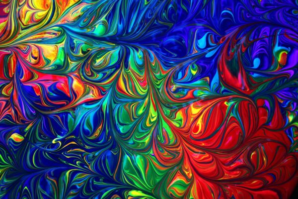 Poster paint swirled into a fantastic psychedelic pattern with loads of bright rainbow colors by Sharon McCutcheon