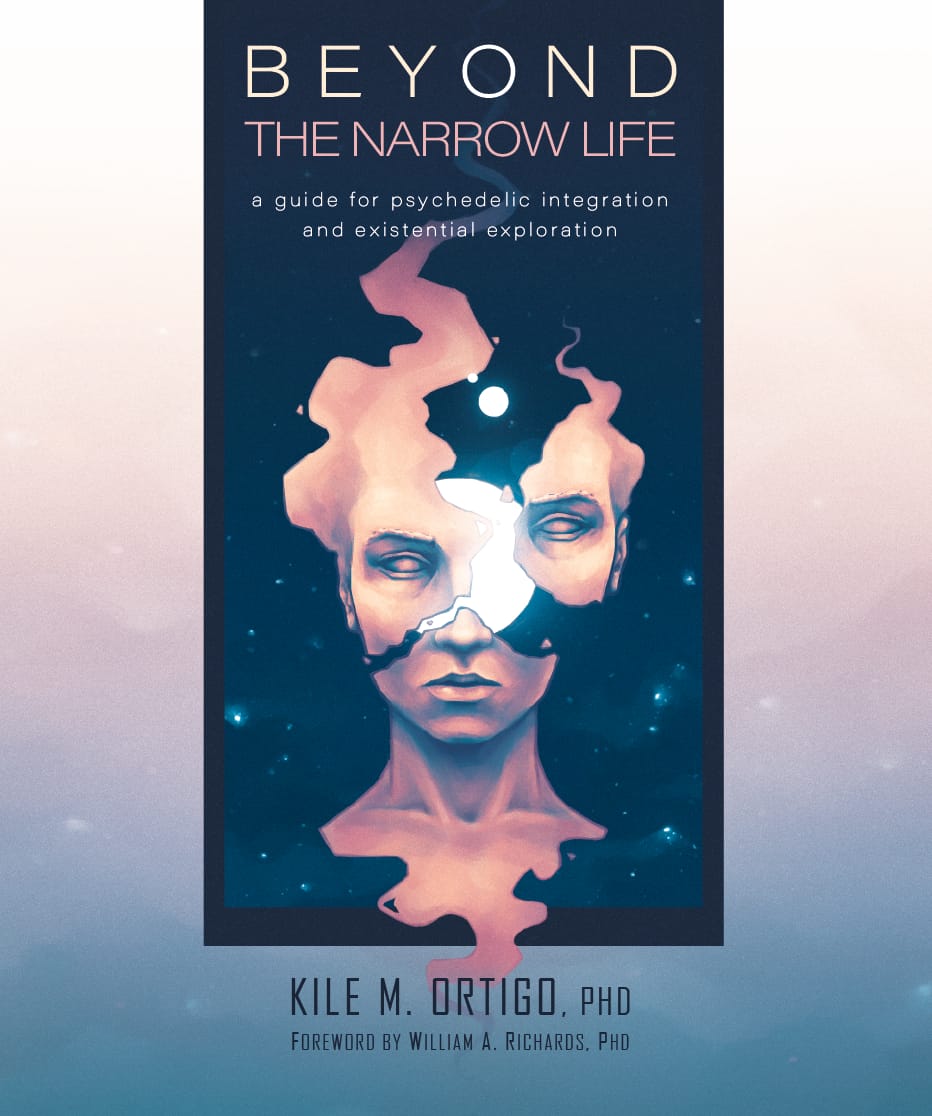 Beyond The Narrow Life: A Guide For Psychedelic Integration and Existential Exploration. Book cover designed and illustrated by Gustavo Attab